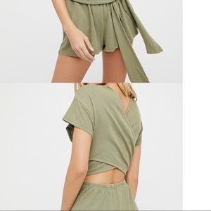 FREE PEOPLE GREEN WRAP ROMPER